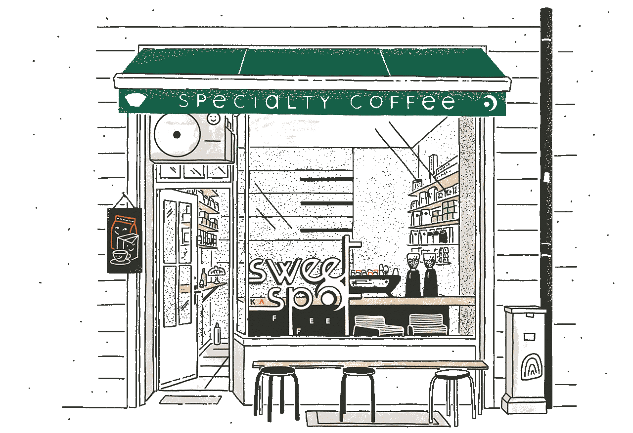 sweet spot kaffee storefront illustration