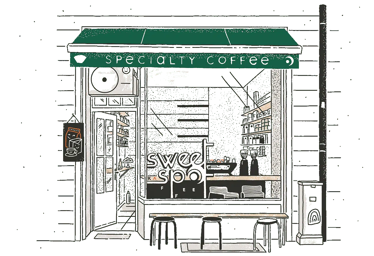 sweet spot kaffee storefront illustration
